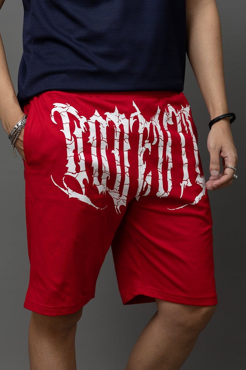 Go Devil Printed Red Shorts For Men - Image 3